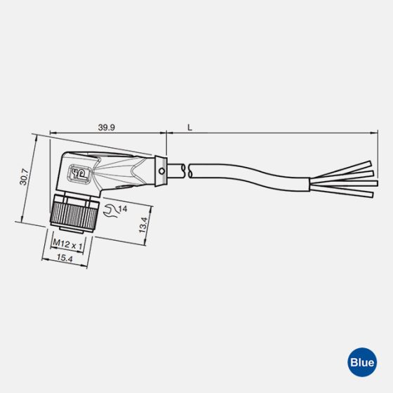 Cabo Conector Angular M8 / 4 Polos V31-WM-2M-PVC - Imagem 2