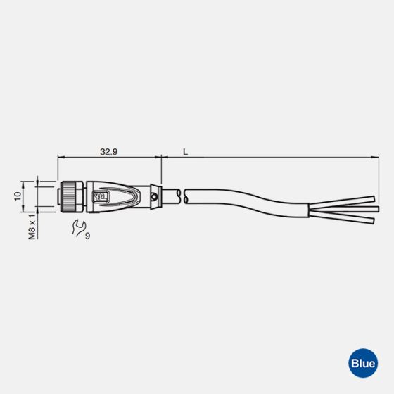Cabo Conector Reto M8 / 3 Polos V3-GM - Imagem 2