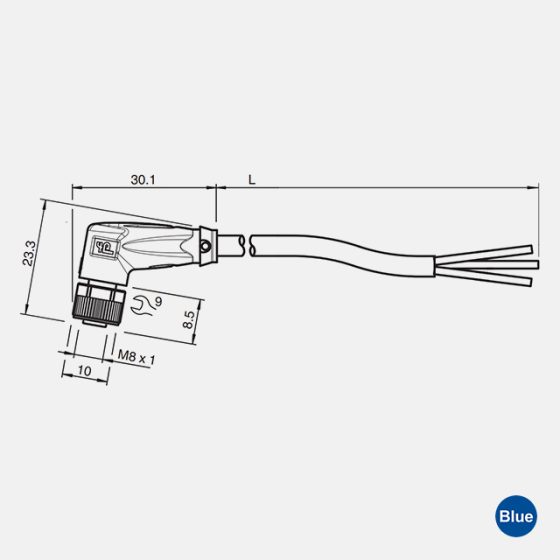 Cabo Conector Angular M8 / 3 Polos V3-WM - Imagem 2
