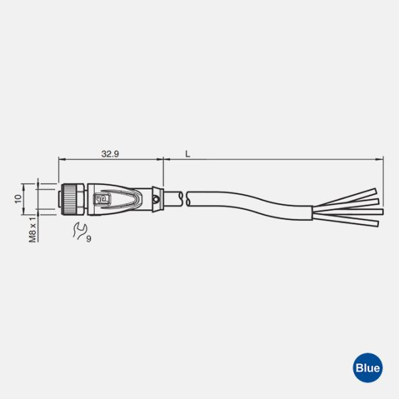 Cabo Conector Reto M8 / 4 Polos V31-GM - Imagem 2