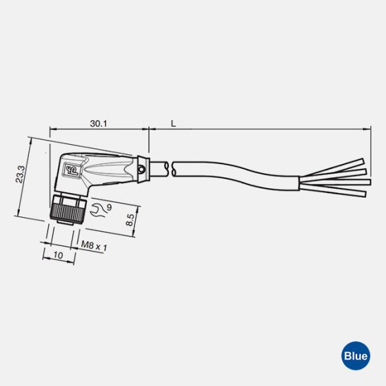 Cabo Conector Angular M8 / 4 Polos V31-WM - Imagem 2