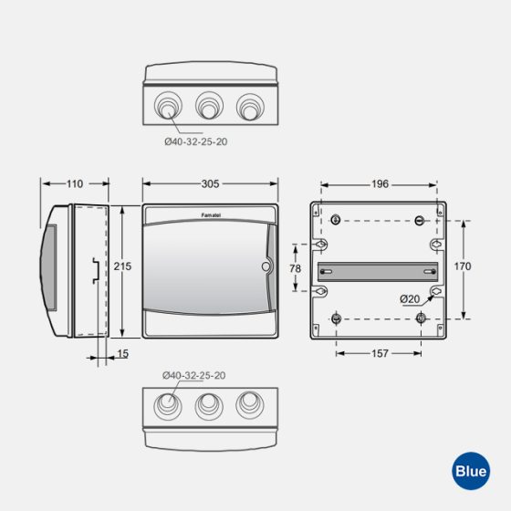 Caixa ABS 215x235x110 para 8 Disjuntores IP65 3908 - Imagem 3