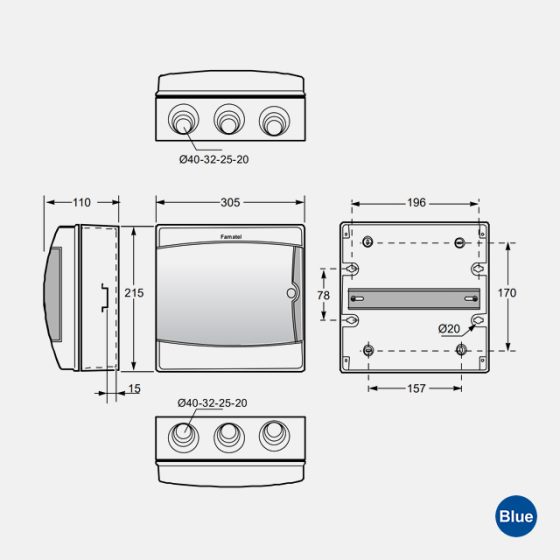 Caixa ABS 215x310x110 para 12 Disjuntores IP65 3912 - Imagem 3