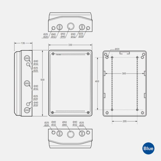 Caixa de Passagem 500x330x135 ABS IP65 3954 - Imagem 3