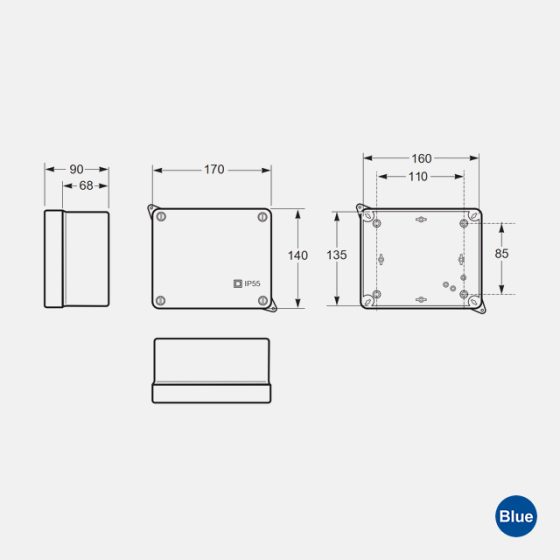 Caixa de Passagem Sobrepor ABS 135x160x83 IP55 3073 - Imagem 2