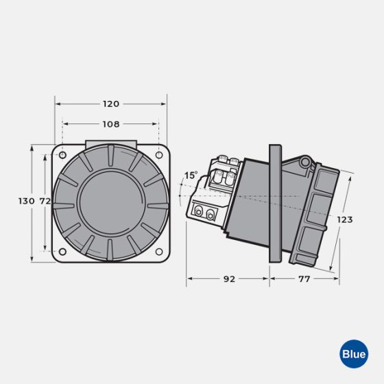 Tomada de Embutir Industrial 125A 110V IP67 - Imagem 2